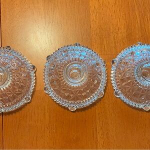 Vintage Set of Three Clear Glass Candle Holders